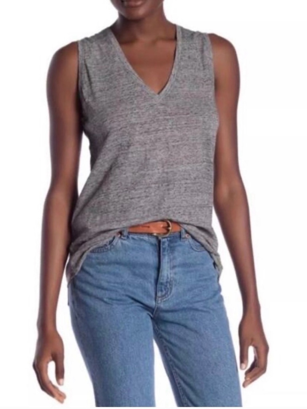Madewell Cotton VNeck Tank Top Gray Heather - Picture 3 of 9